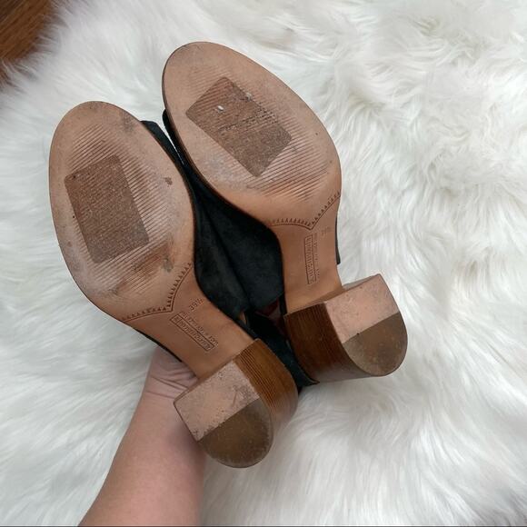 Alberto Fermani | Ancona Suede Open-Toe Slingback Sandal Bootie Heel Blue Grey - Picture 7 of 10